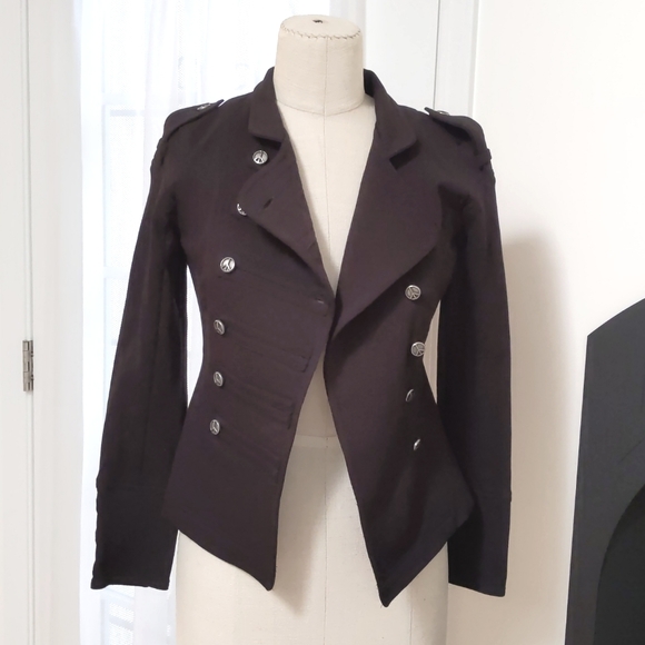 Julie Gerard Peace Jacket, Black size 00 military look goth cropped - Picture 2 of 5
